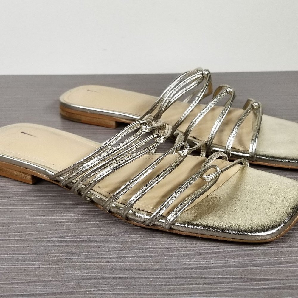 Marc Fisher Ltd Marcio Slide Sandal, Gold Leather, Womens Size 5.5 M